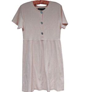 Richard Womens Short Sleeve Button Front Shift Dress Small Cotton Pink Casual